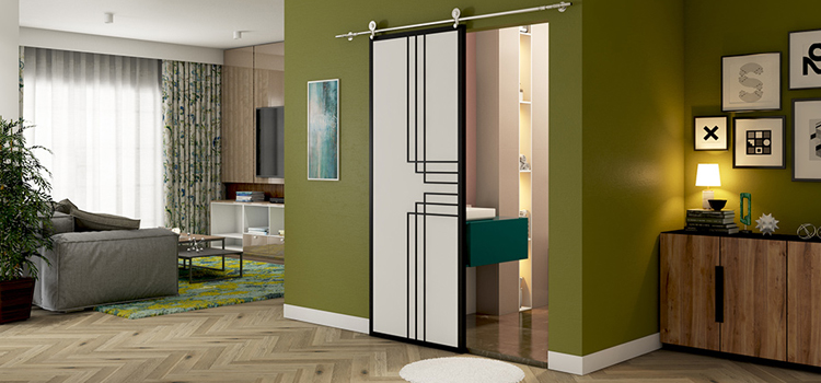 sliding bathroom door installation in Mendota